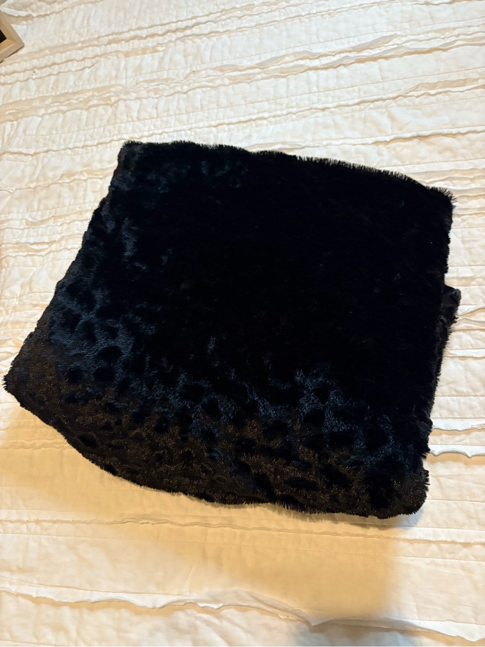 Black velvet animal print reversible blanket